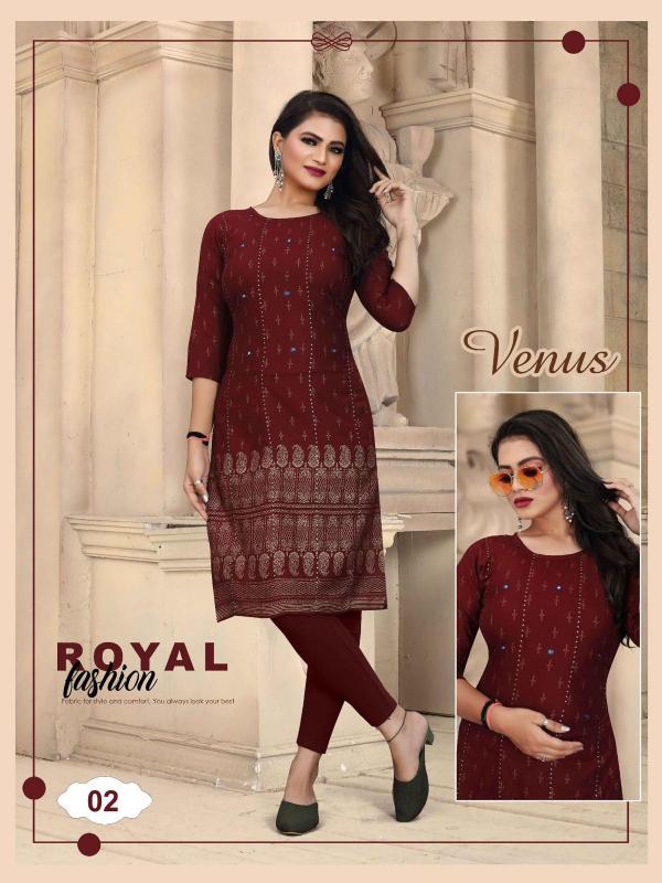 Aagya Venus Ethnic Wear Rayon Designer Kurti Collection